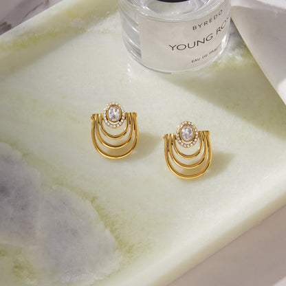 Aurora Halo Arc Stud Earrings