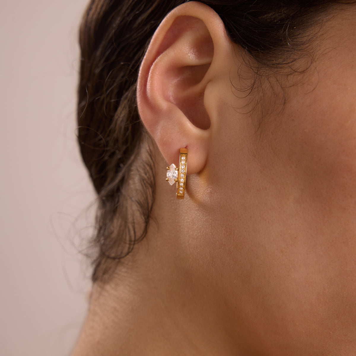 Alba Marquise Pavé Hoop Earrings
