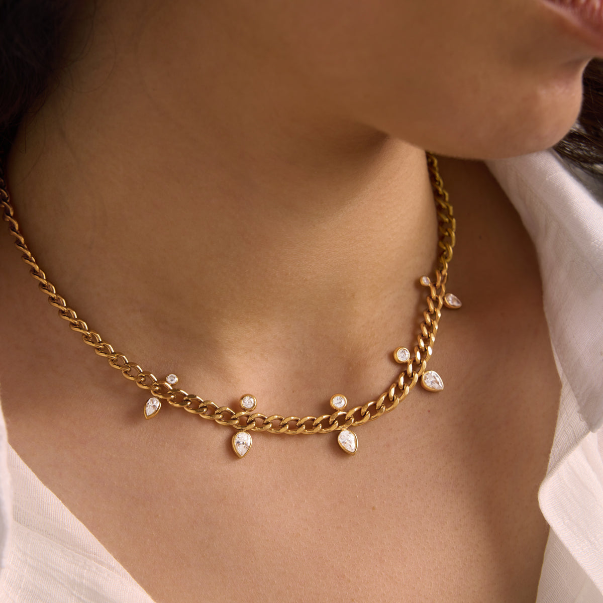 Lagoon Teardrop Curb Chain Necklace
