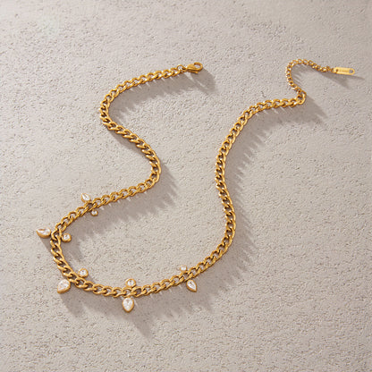 Lagoon Teardrop Curb Chain Necklace