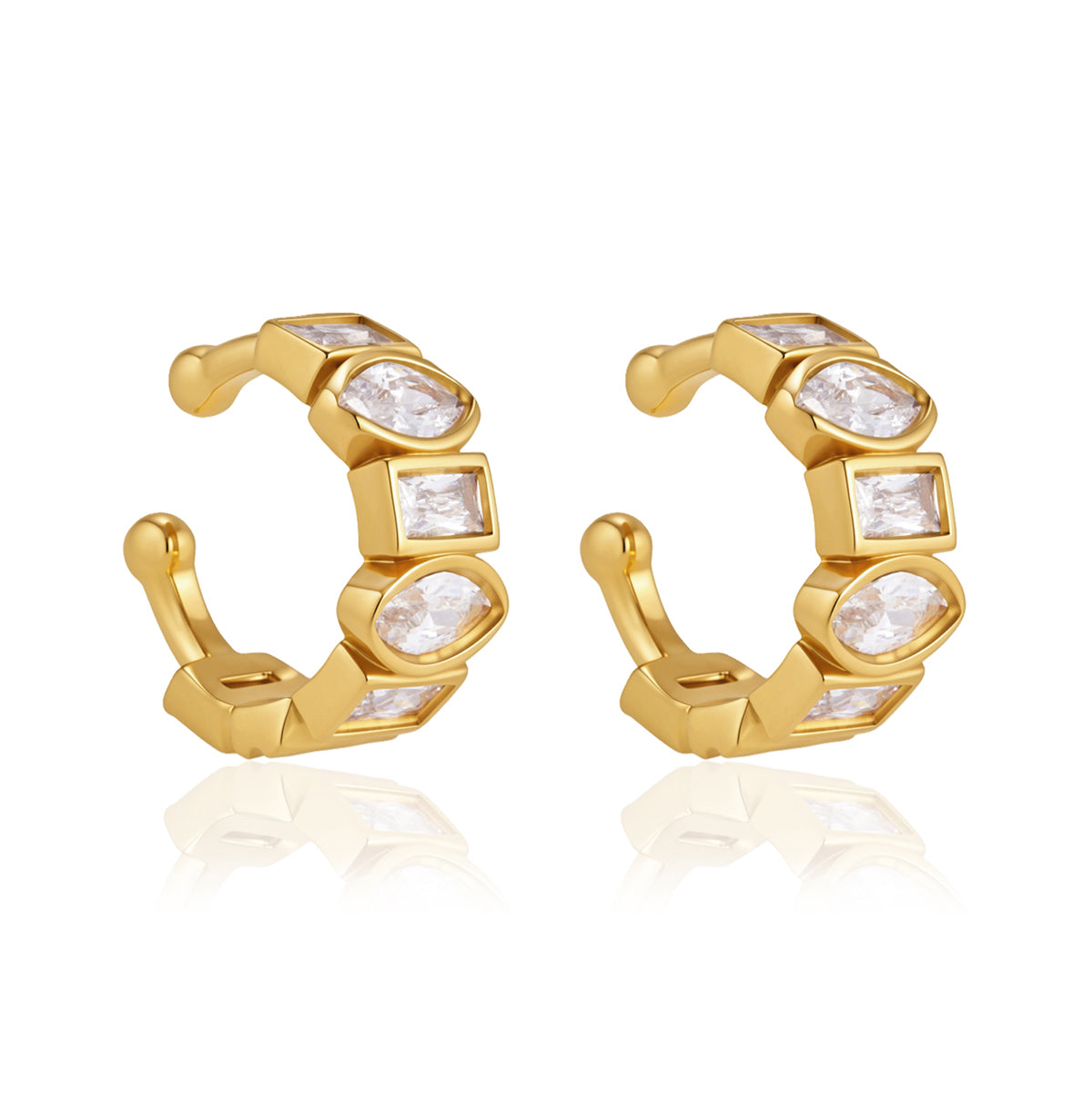 Ostuni Bezel Stone Ear Cuff Earrings