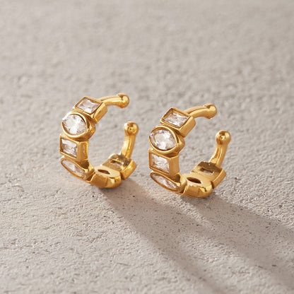 Ostuni Bezel Stone Ear Cuff Earrings