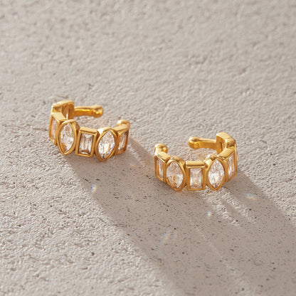 Ostuni Bezel Stone Ear Cuff Earrings