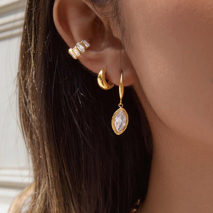 Ostuni Bezel Stone Ear Cuff Earrings