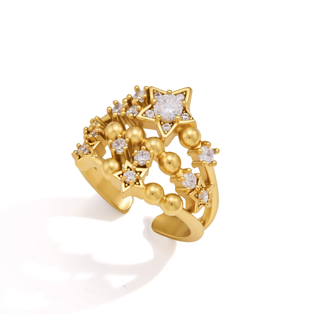 Solstice Star Beaded Open Ring
