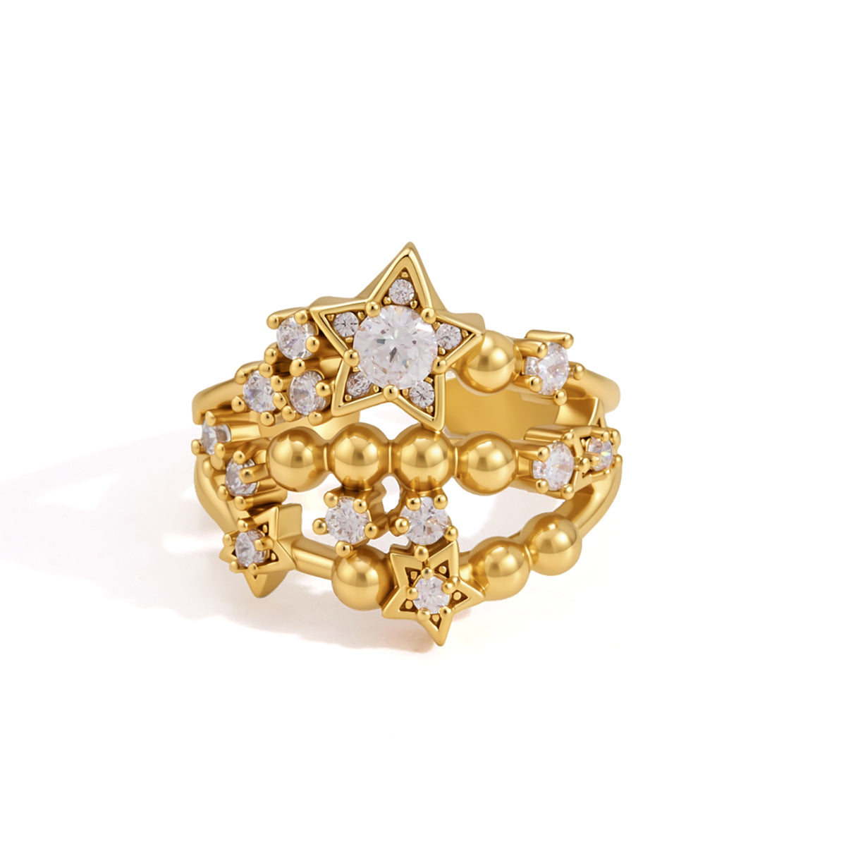 Solstice Star Beaded Open Ring