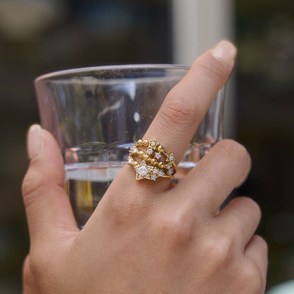 Solstice Star Beaded Open Ring