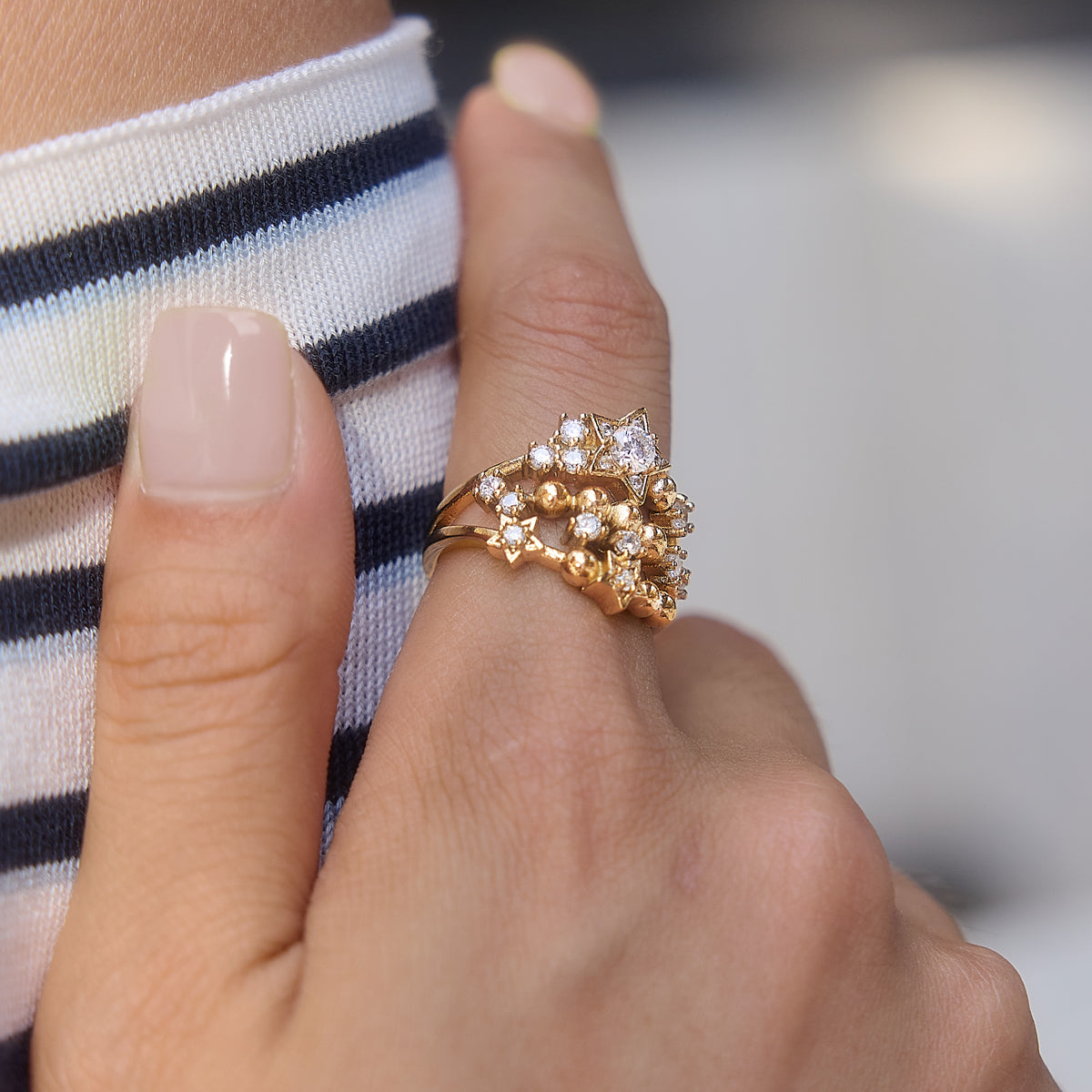Solstice Star Beaded Open Ring