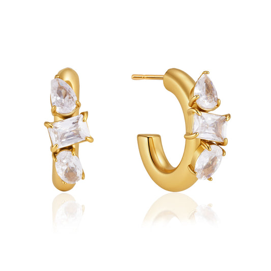 Riviera Mixed Cut C-Hoop Earrings