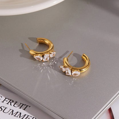 Riviera Mixed Cut C-Hoop Earrings