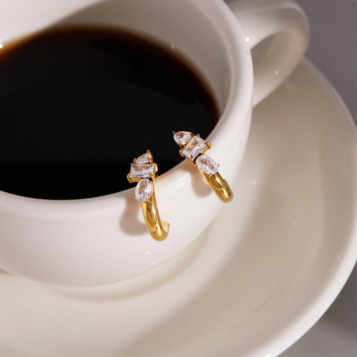 Riviera Mixed Cut C-Hoop Earrings