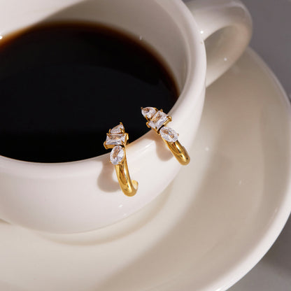 Riviera Mixed Cut C-Hoop Earrings