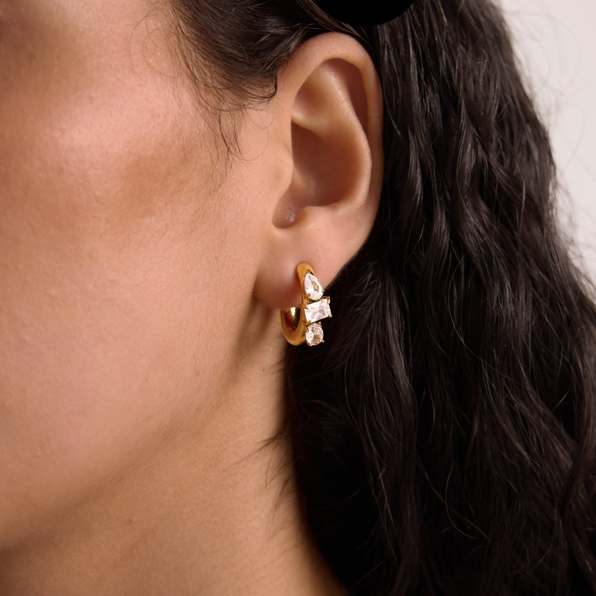 Riviera Mixed Cut C-Hoop Earrings