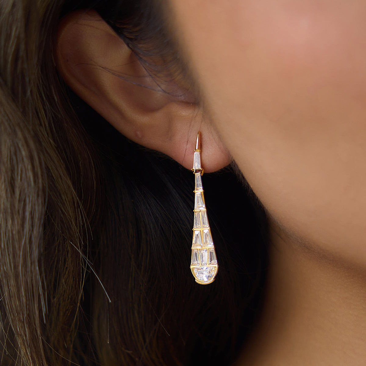 Cypress Tapered Crystal Drop Earrings