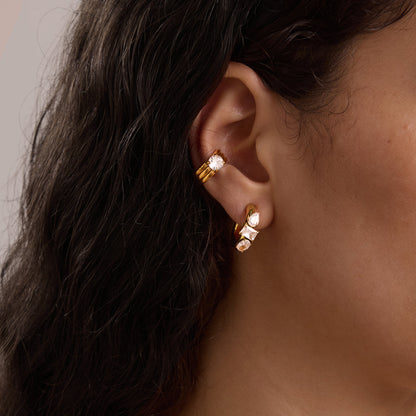 Riviera Mixed Cut C-Hoop Earrings