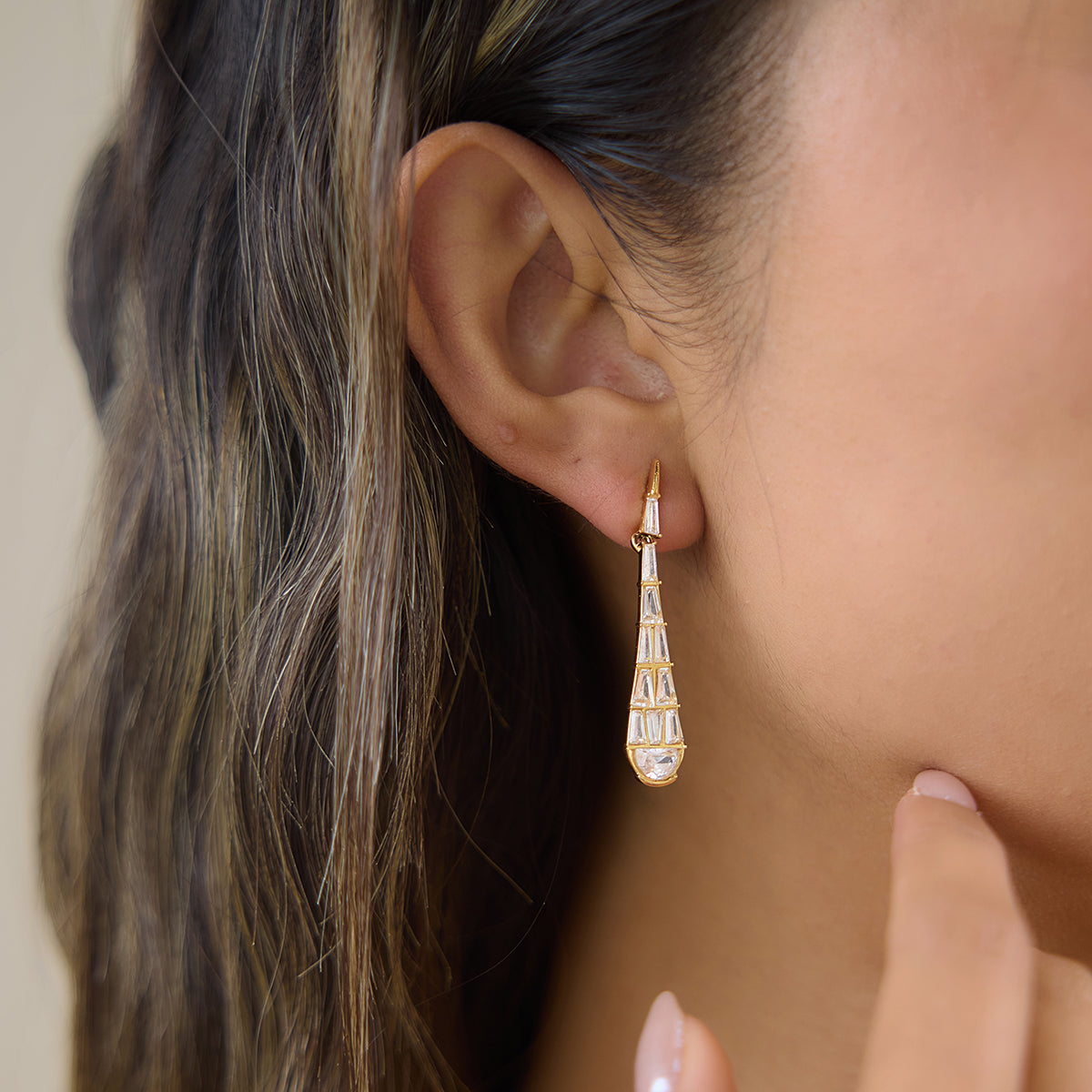 Cypress Tapered Crystal Drop Earrings