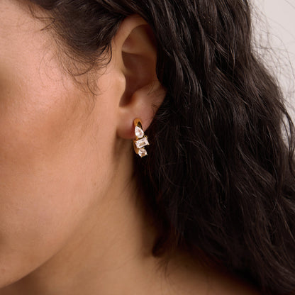 Riviera Mixed Cut C-Hoop Earrings