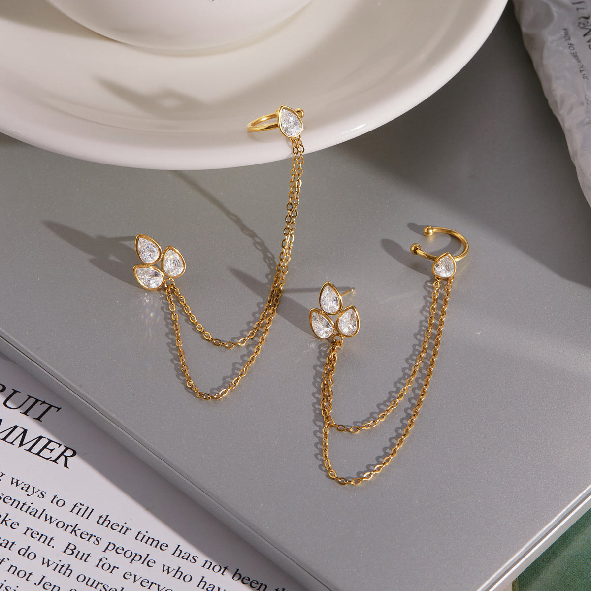 Zephyr Chain-Linked Cuff Earrings