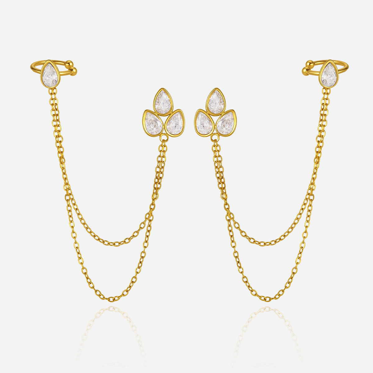 Zephyr Chain-Linked Cuff Earrings