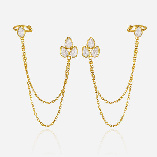 Zephyr Chain-Linked Cuff Earrings