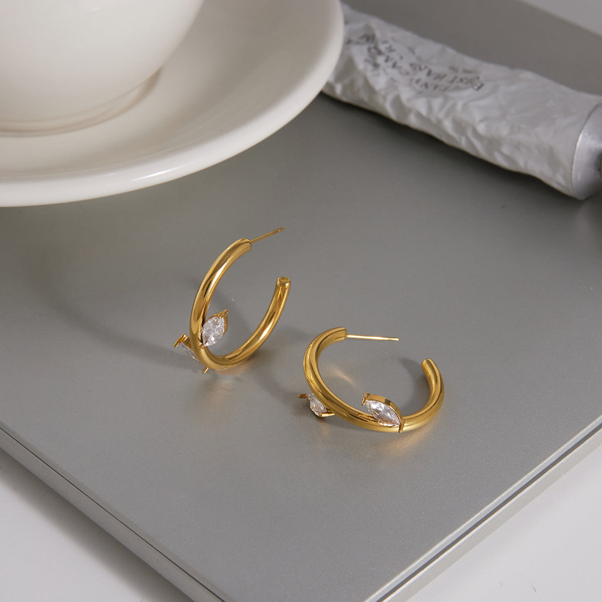 Dune Marquise Open Hoop Earrings