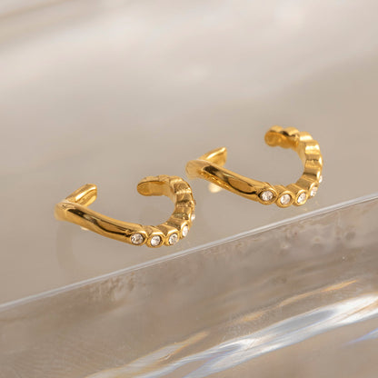Onda Wave Pavé Ear Cuff Earrings