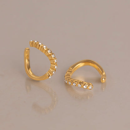 Onda Wave Pavé Ear Cuff Earrings