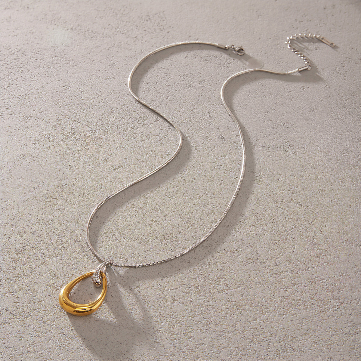 Marea Two Tone Twisted Drop Necklace