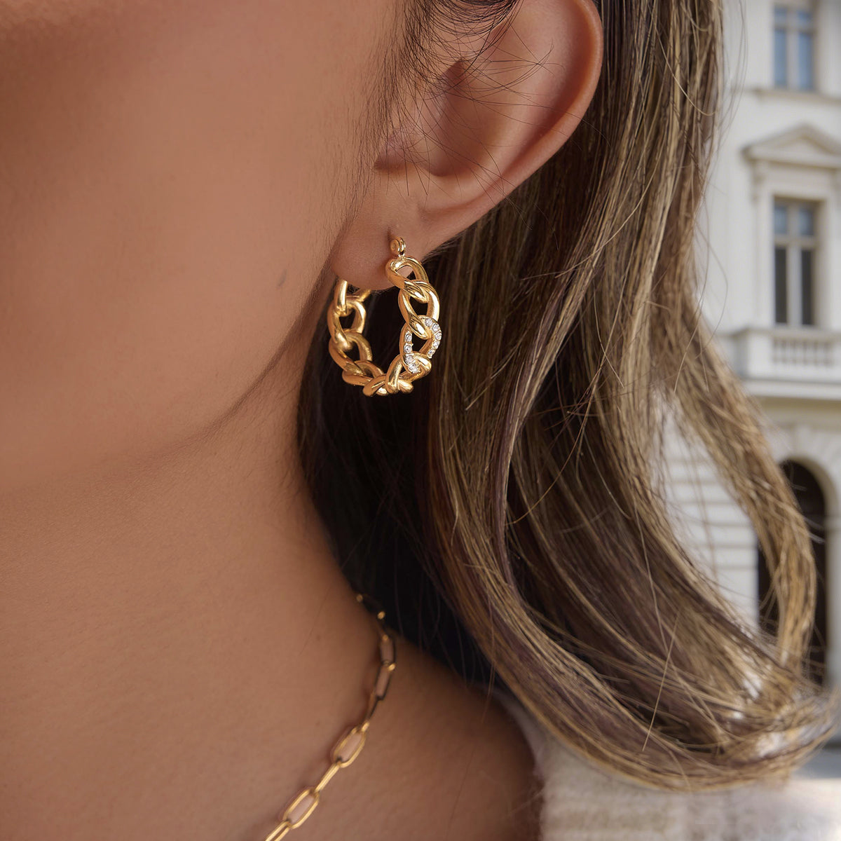 Mistral Curb Chain Hoop Earrings