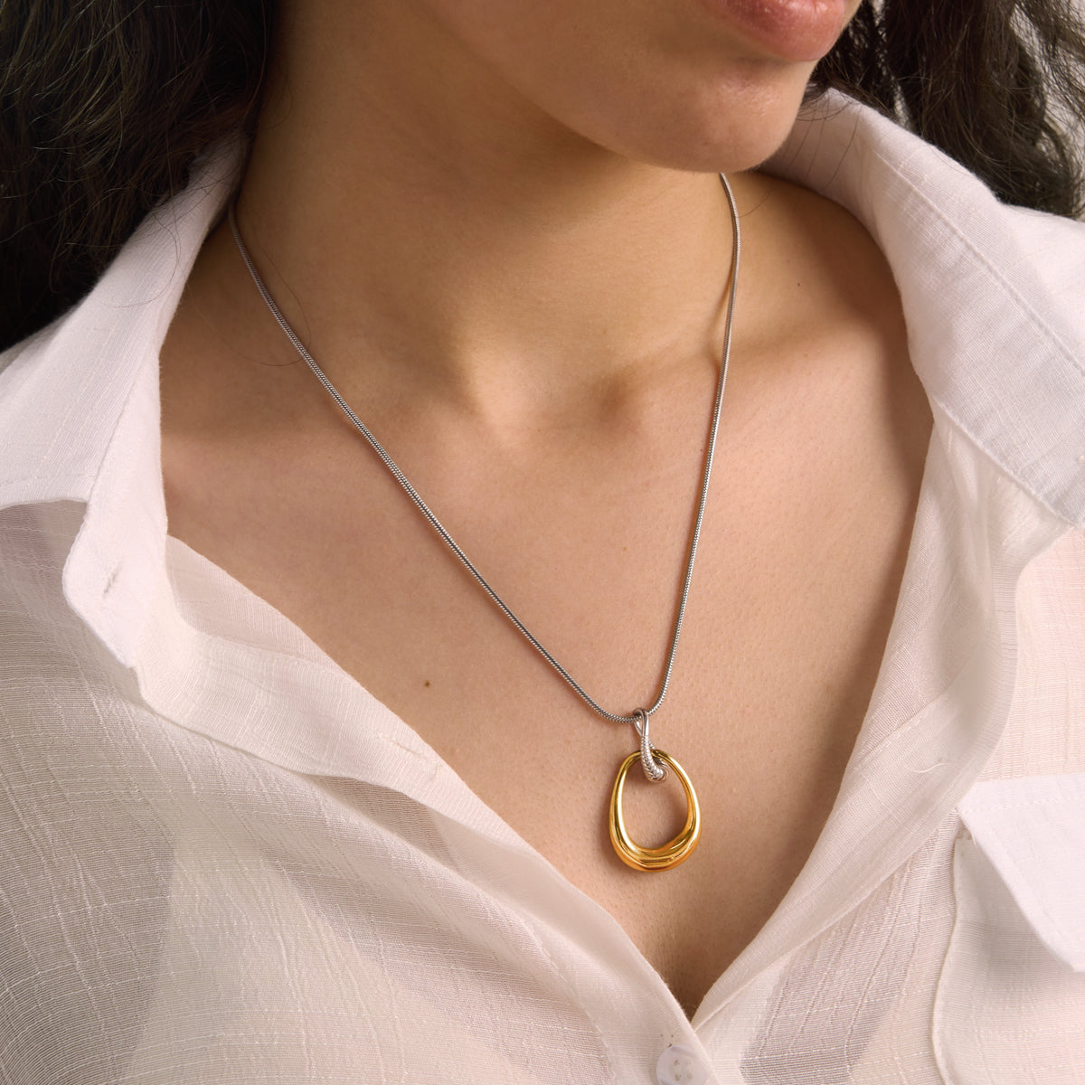 Marea Two Tone Twisted Drop Necklace