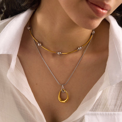 Marea Two Tone Twisted Drop Necklace