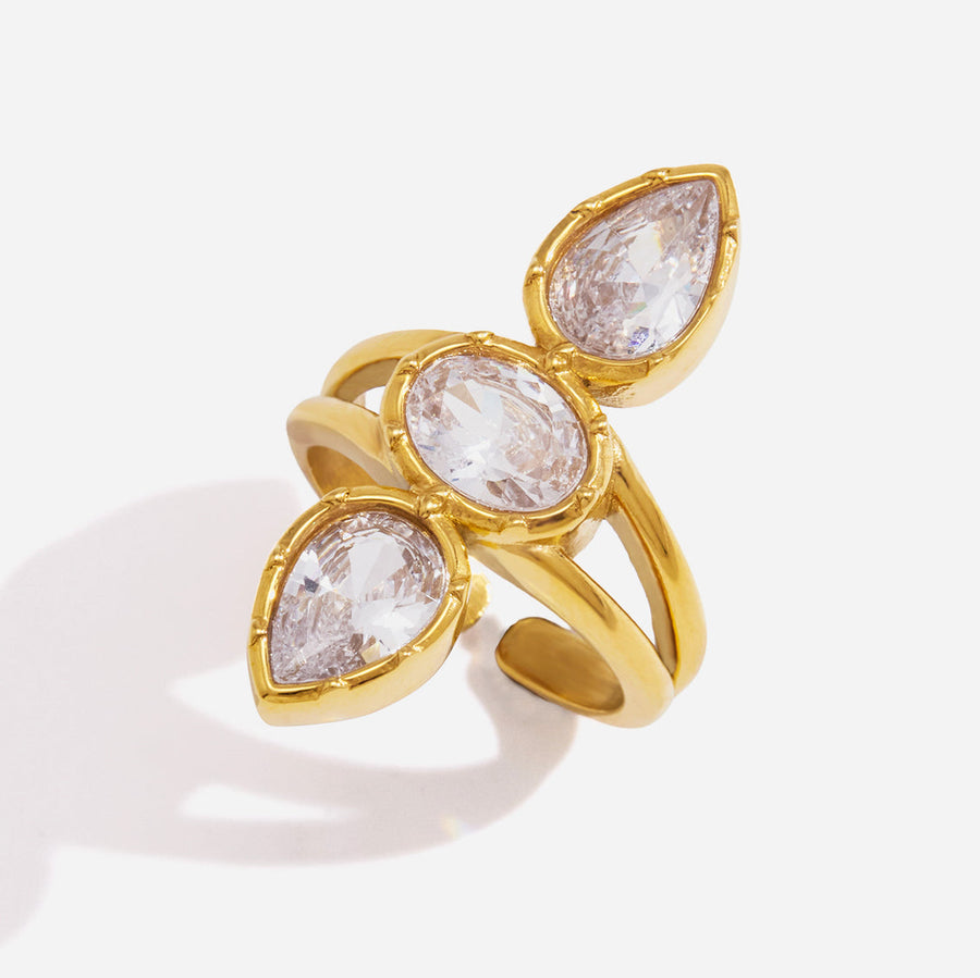 Oleander Three-Stone Open Ring