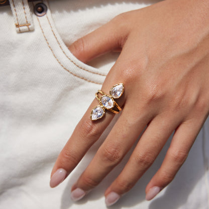 Oleander Three-Stone Open Ring