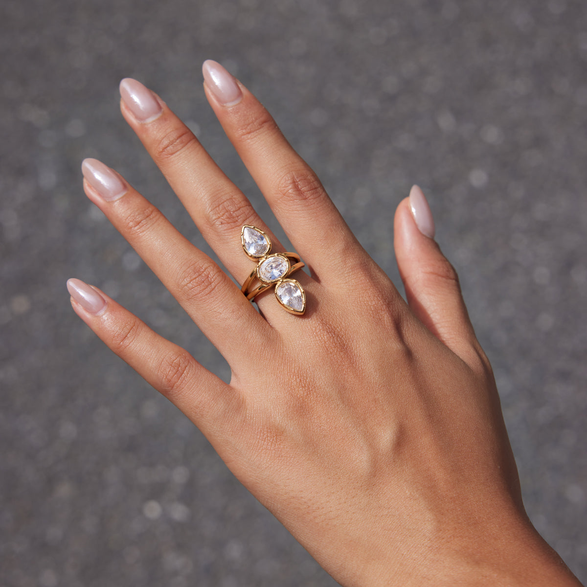 Oleander Three-Stone Open Ring