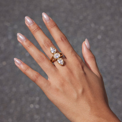 Oleander Three-Stone Open Ring