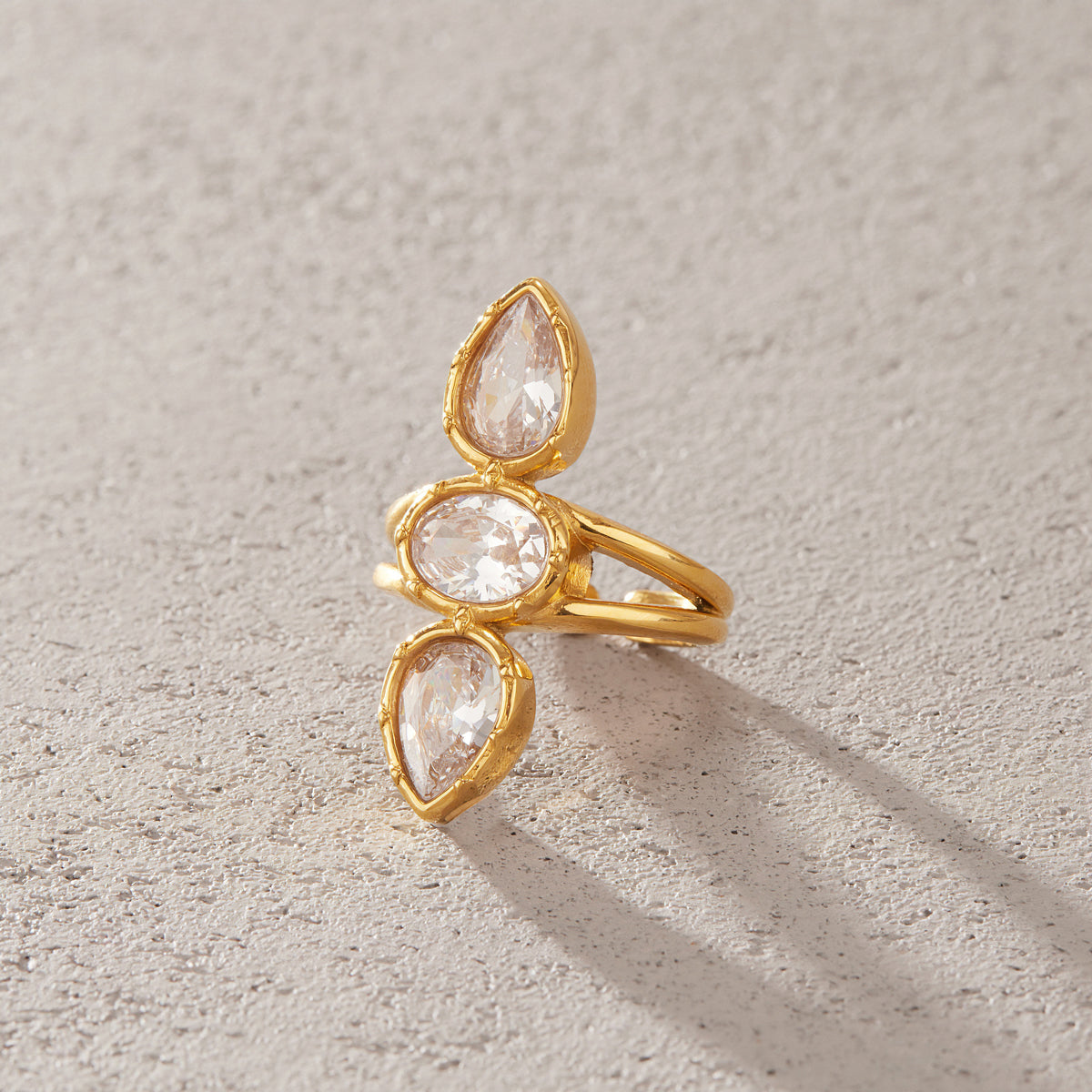 Oleander Three-Stone Open Ring