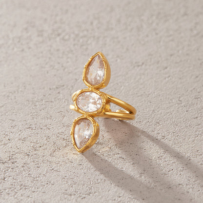 Oleander Three-Stone Open Ring