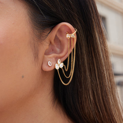 Zephyr Draped Chain Ear Cuff Earrings