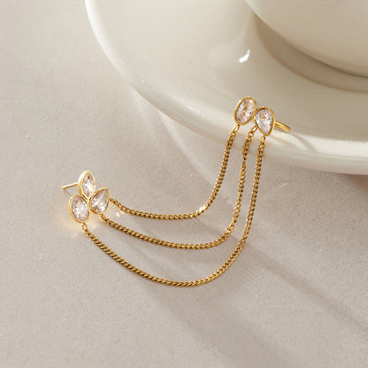 Zephyr Draped Chain Ear Cuff Earrings