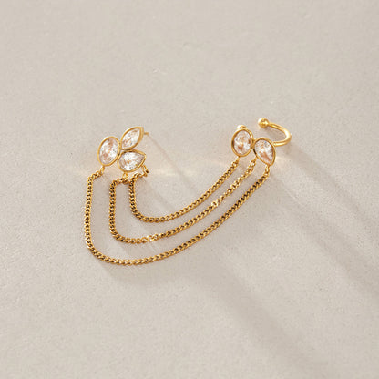 Zephyr Draped Chain Ear Cuff Earrings