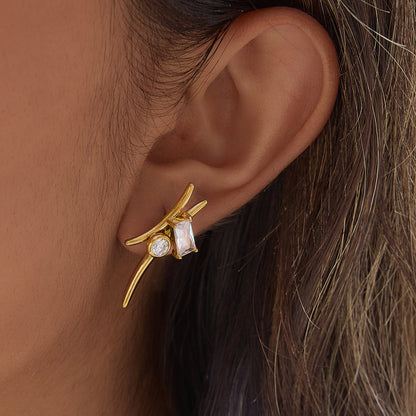 Estrella Crossed Bar Stud Earrings