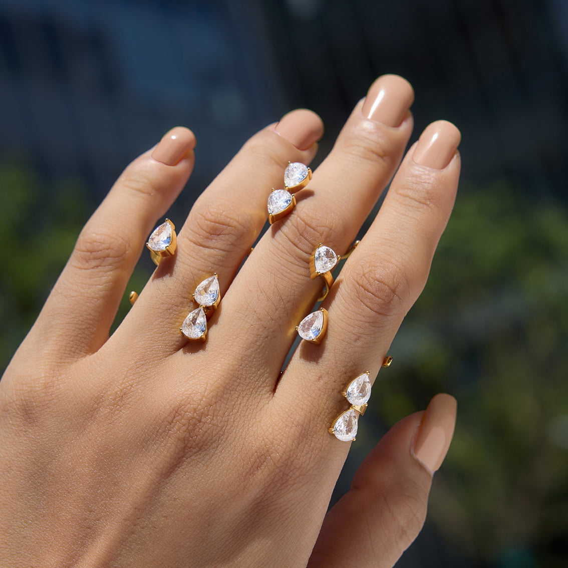Calanque Pear Cascade Open Ring