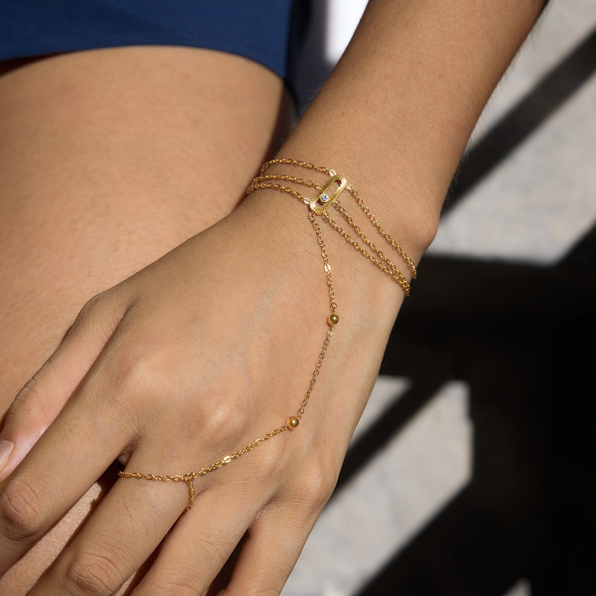 Sirena Triple Strand Hand Chain Bracelet