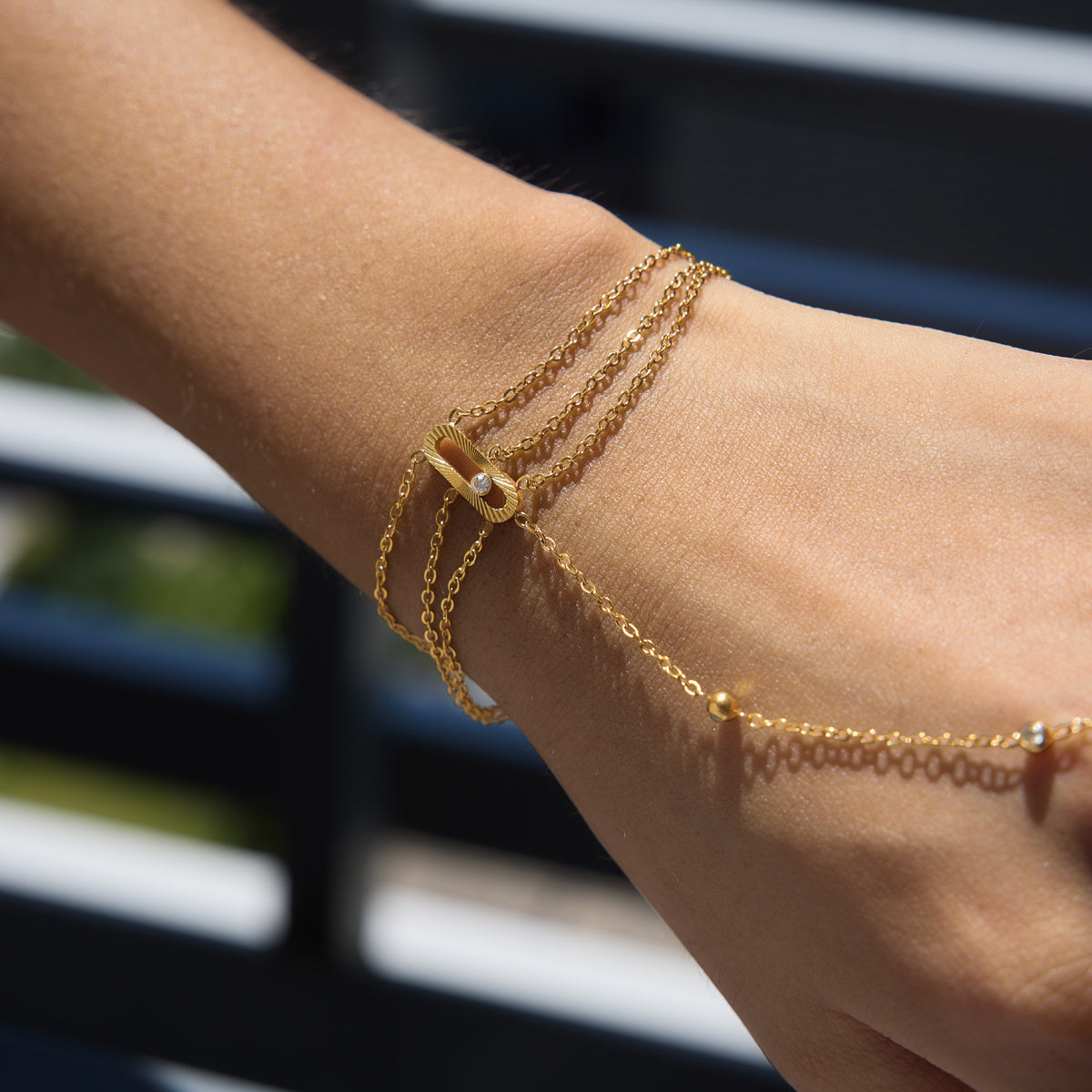 Sirena Triple Strand Hand Chain Bracelet