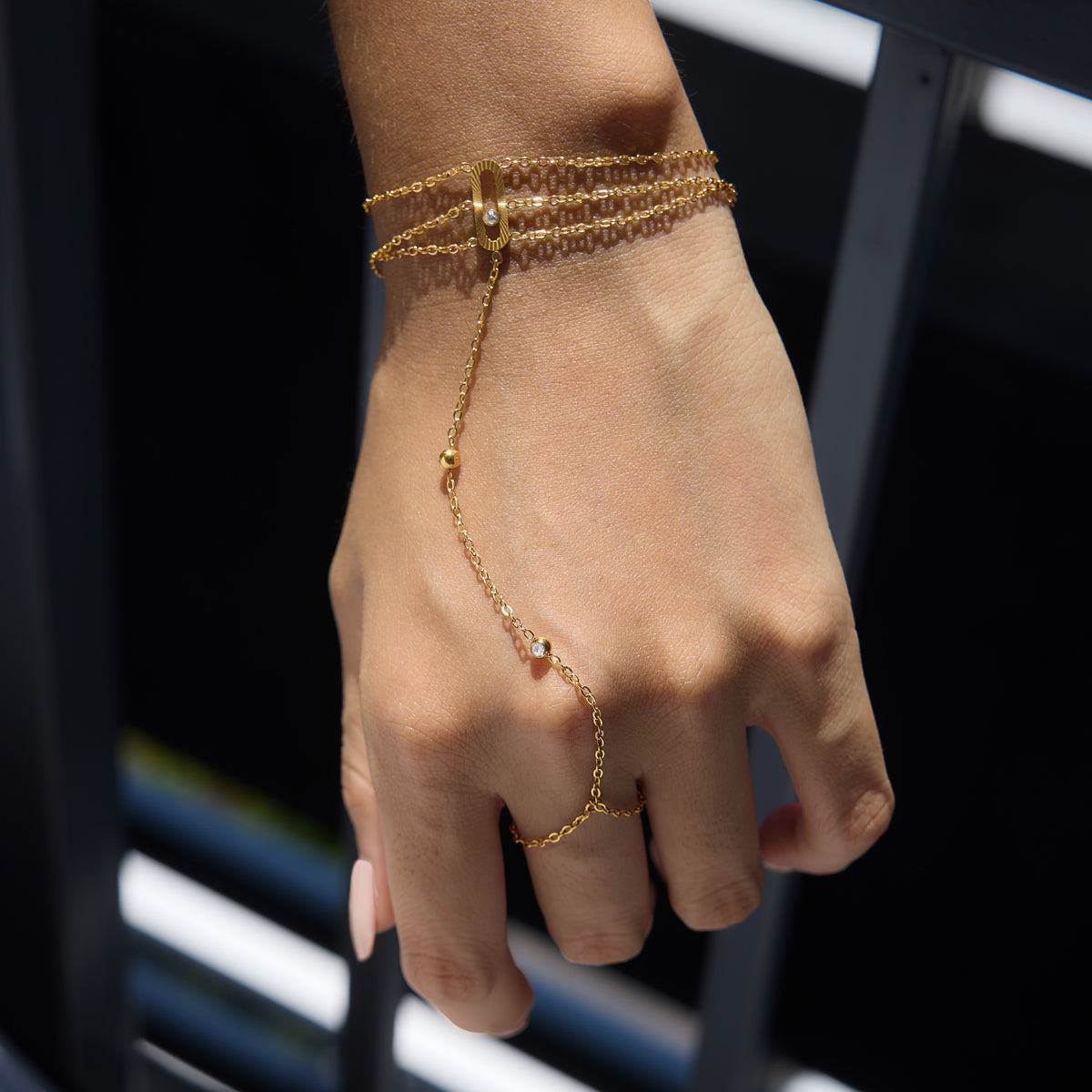 Sirena Triple Strand Hand Chain Bracelet