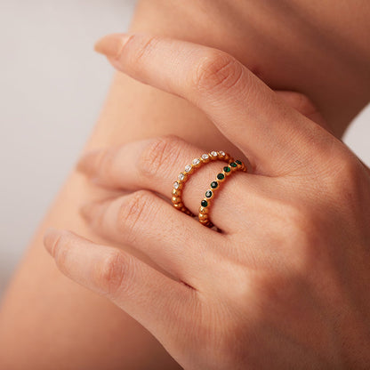Laurel Beaded Bezel Open Ring