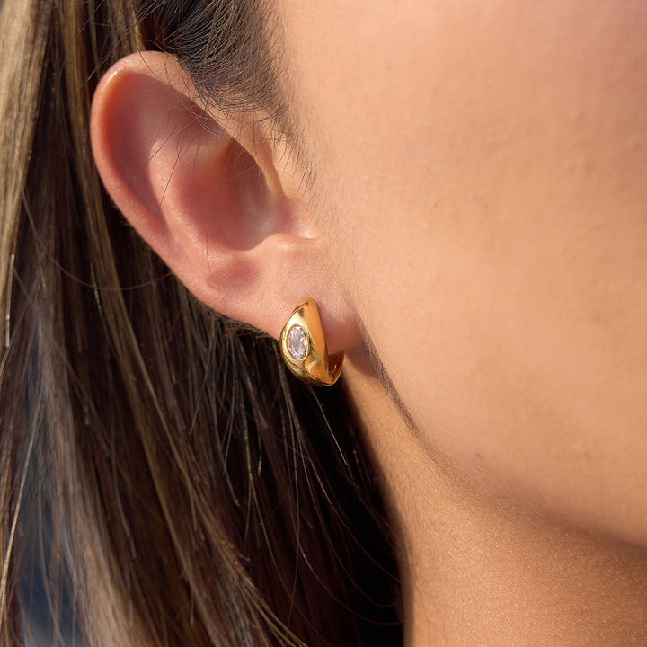 Riviera Domed Crystal Huggie Earrings