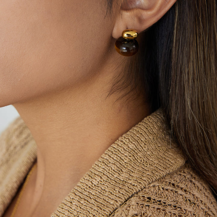 Solstice Natural Stone Dome Earrings
