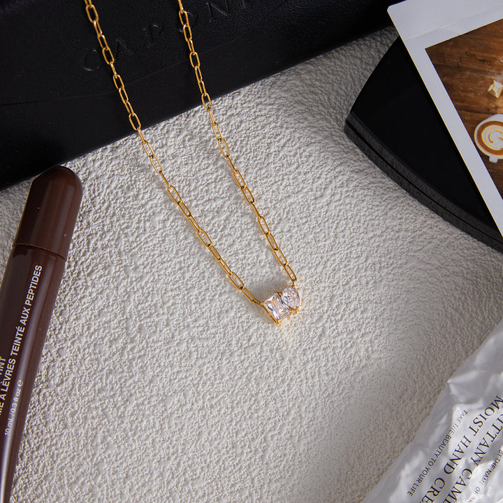 Isola Square Zircon Chain Necklace