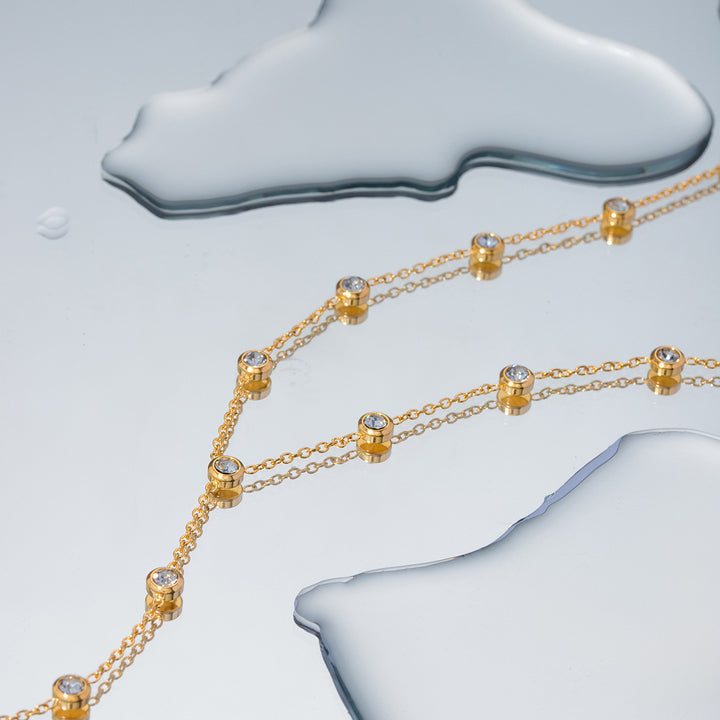 Formentera Bezel-Set Lariat Necklace